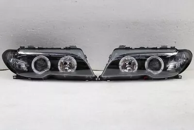 Fits 04-06 E46 3-series 2dr Coupe Dual Halo Projector Black Headlights Lamps Set • $112.50