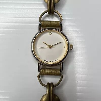 H5 VISAGE Japan 29147 WR Brass Round Link Retro Watch Untested 7.5” • $7.25