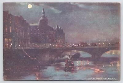 TUCK~Paris @ Night~Point Au Change~Double Top Buses~Breathtaking~Bridge~Vintage • $3.70