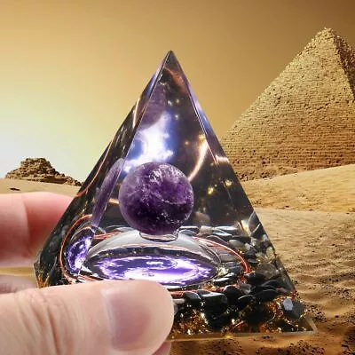 Amethyst Crystal Sphere Orgonite Pyramid Obsidian Chakra Energy Orgone Stone US • $14.25