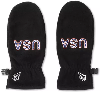 Large VOLCOM US Olympic Snowboard Team Mens Fleece Mitts Mittens Gloves Black L • $29.27