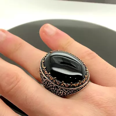 Men Handmade Ring  Onyx Stone Men Ring Big Oval Onyx Stone Ring  Ottoman Ring • $119