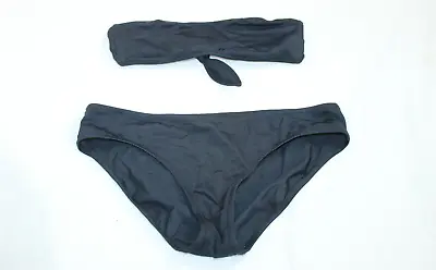 J Crew Black Strapless Bandeau 2 Pc No Wire Bikini Swimsuit Sz M • $10.20
