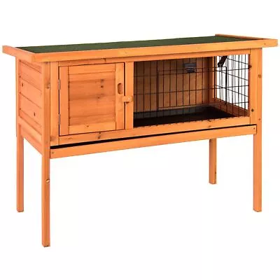 Wooden Rabbit Hutch Single Tier Guinea Pig Pet Outdoor Garden Animal Enclosure • £42.99