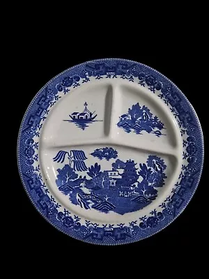 Moriyama Blue Willow Divided Dinner Plate 10.5 Made In Japan  • $19.99