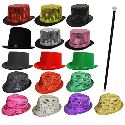 £8.99 • Buy Adult Hat And Dance Cane Fancy Dress Ringmaster Cabaret Theatre Show Top Bowler