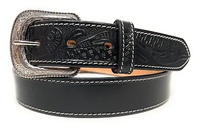 Men's Heavy Duty Western Leather Belt Full Grain Leather Casual Or Work Belt • $22.99