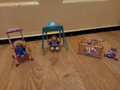 1984 Cabbage Patch Kids Figurine  With Babies PRAM SWING BABY Pen • $43.50