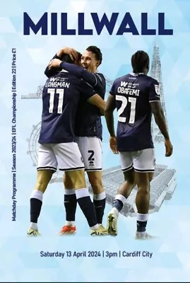 Millwall V Cardiff Football Programme 23/24 • £1.45