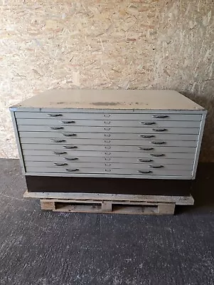 Large A0 Drawings Drawers Grey Metal 10 Drawer Plan Map Chest Architects Plans • £375