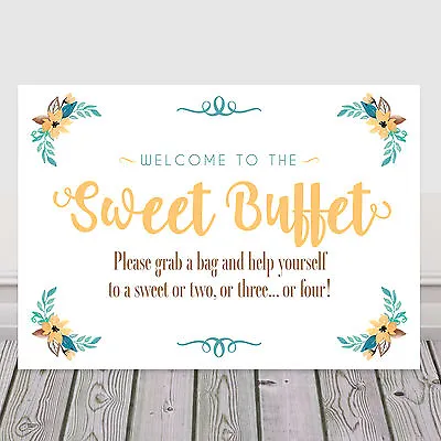 £4.40 • Buy Yellow Sweet Buffet Table Sign For Wedding Birthday Christening 3FOR2 (Y7)