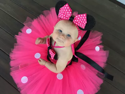 Girls 1st Birthday Outfit Minnie Mouse Hot Pink Tutu For Cakesmash Photoshoot • $41.95