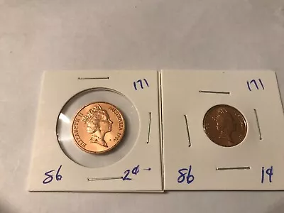 1986 1 And 2 Cent   Coins Ex Mint Only Coin Unc As Pictured 721 • $11.50