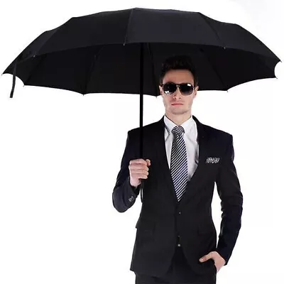 Large Golf Umbrella Windproof Wind Canopy Sports Manual Black Mens Women • £7.99