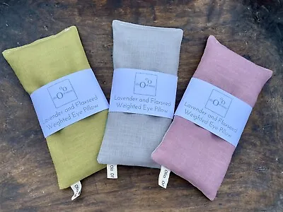 Lavender & Flaxseed Weighted Linen Eye Pillow  - Yoga - Relieves Dry Eye • £14.95