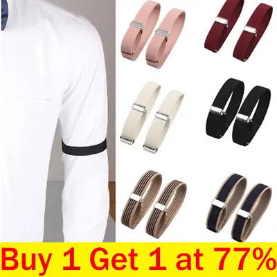 1 Pair Adjustable Mens Shirt Sleeve Garter Strap Arm Band Holder Cuff Armband UK • £3.08