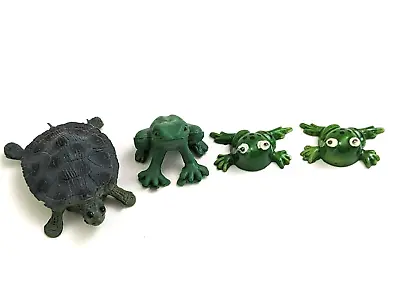 Vtg Miniature Plastic Figurine Lot Turtle Hong Kong Reptial Green Frog Amphibian • $9.50