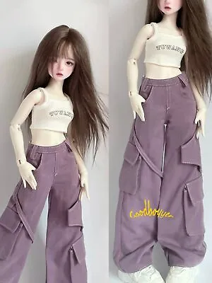 1/4 MSD BJD Clothes Doll Outfit Denim Trousers Wide Leg Pants Retro Purple LUTS • $19.33