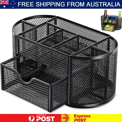 Metal Office Mesh Bin Desk Organizer Set Stationary Tidy Letter Trays Holder Pen • $16.90