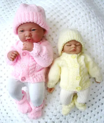 Dolls Clothes Knitting Pattern 10&15 Inch Cardigan Hat Boots Premature Baby • £3.99