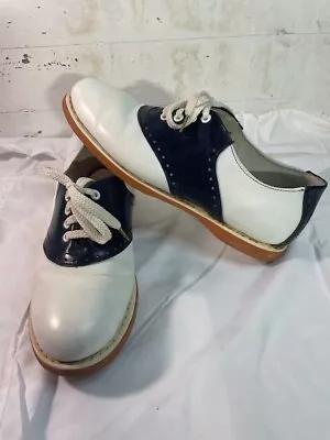 Spalding Navy And White Saddle Shoes Biltrite Soles Small Size Maybe 5 • $74.99