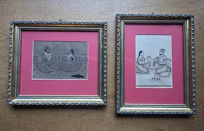 2 Indian Art Nice Small Framed Vintage Pictures Prints Collectors Interest Rare  • £58