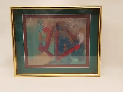 Vintage Vanguard Studios Abstract Painting Signed 628349 Geometric Framed • $99.95