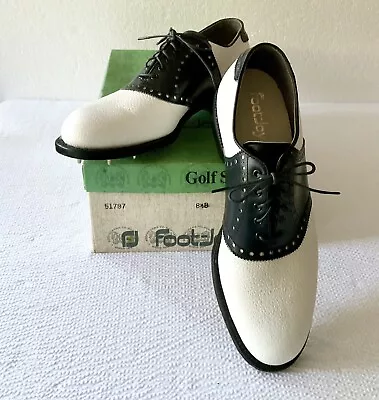 Footjoy Classic Men’s 8.5 B Golf Shoes Vintage Black & White Brogue Oxfords • $139.99