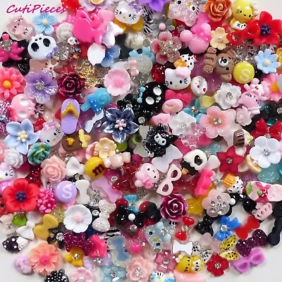 50/100pc 3D Nail Art  Mixed  Flower Bow Kitty Fun Rhinestone Embellishment Craft • £3.99