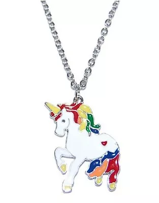 Magical Rainbow Unicorn Pendant Necklace & Gift Bag • £4.79