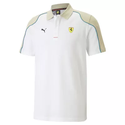 Puma Sf Race Short Sleeve Polo Shirt Mens White Casual 53816904 • $19.99