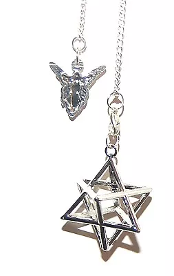 £6.99 • Buy Powerful Silver Tone Merkabah Merkaba Chariot Grid Pendulum Angel Chain  Reiki