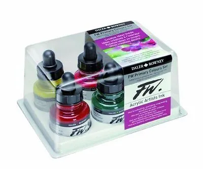 Daler Rowney FW Acrylic Artists Drawing Ink 6 X Primary Colours Set • £23.99