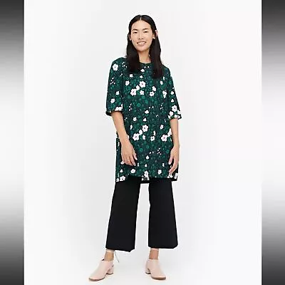 Marimekko Anthropologie Huuru Pikkulempi Green Floral Cotton Tunic Shift Small • $50