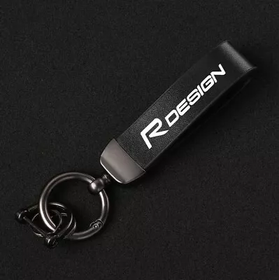 For Volvo R Design Car Key Chain Keyring Black Leather Horseshoe Buckle Gift • $23.99