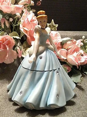 Vtg 1990's Rare Paris Euro Disney Cinderella Rhinestone Trinket Box Figurine 💍 • $99.95