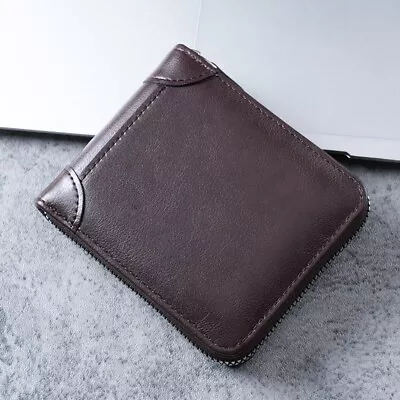 Men's Leather Wallet Zipper Small Purse Card Holder Man Coin Purse Money Bag • $2.25