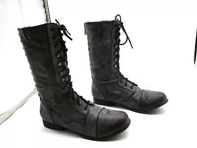 Madden Girl  Galeriaa  Charcoal Lace Up Back Zipper Military Style Boots Size 9M • $17.95