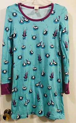 NITE NITE MUNKI MUNKI Nightgown Long Sleeve Penguins Green Purple Juniors XS • $12.49