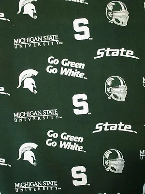 Michigan State Spartans College Helmet Msu Go Green White Cotton Fabric Fq • $4.39