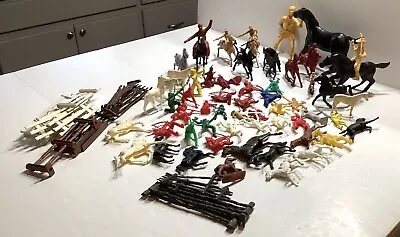 Vintage Lot Of Cowboys And Indians Horses Plastic Action Figures  • $14