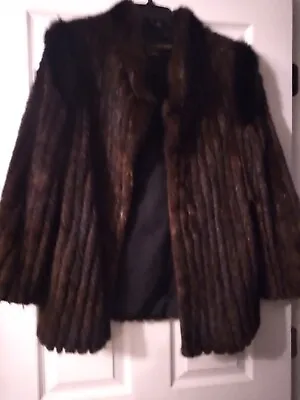 Mink Stroller Length Coat  Jacket Dark Brown Black Trim Size Small SZOR-DIENER • $60