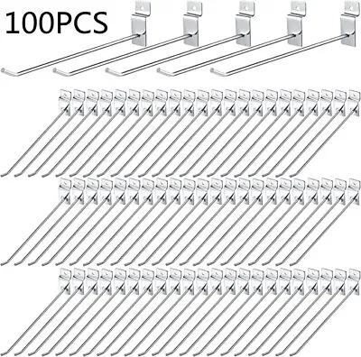 100pcs Slatwall Hooks Slat Wall Hook Pin Arm Retail Shop Display Hangers 20cm • £16.89