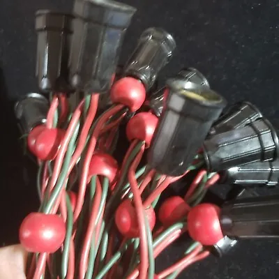 Works Vintage Christmas String Tree Lights 15 Noma Red Green Cord Wood Beads • $21