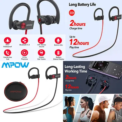 MPOW Flame CVC 6.0 Bluetooth Headphones Sport Bass In-ear Wireless Headset IPX7 • £17.99