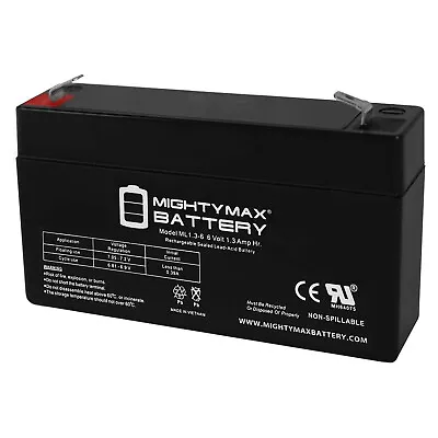 Mighty Max ML1.3-6 - 6 Volt 1.3 AH F1 Terminal Rechargeable SLA AGM Battery • $10.99
