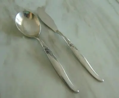 Oneida LA ROSE Butter Knife And Sugar Spoon Wm A Rogers Stainless • $12.99