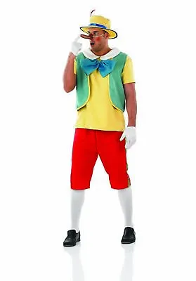 Men`s Pinocchio Costume M-XL Adult Fairy Tale Wooden Real Boy Puppet Fancy Dress • £33.99