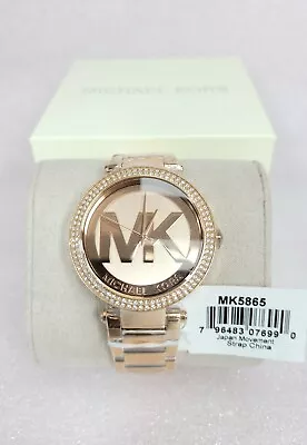 $110 • Buy 100% New Michael Kors MK5865 Women's Parker Rose Gold-Tone Logo 45mm Watch