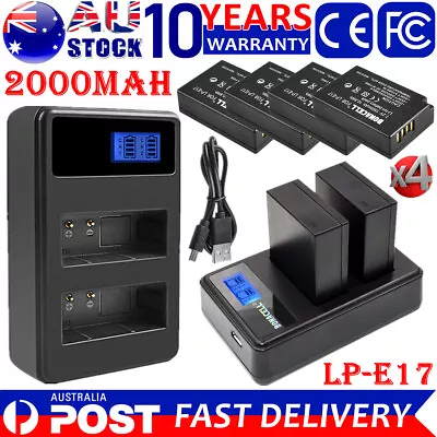 4x 2000mAh LP-E17 Battery & Charger For Canon EOS M3 M5 M6 77D 750D 760D 800D AU • $38.99